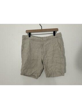 Porter And Ash Mens Shorts Cream Ivory Linen Blend Size 36